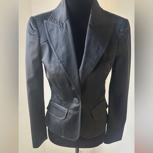 Bebe Black Blazer Jacket Size 4 Lace Up Corset Back Pointe Blazer Jacket Cropped